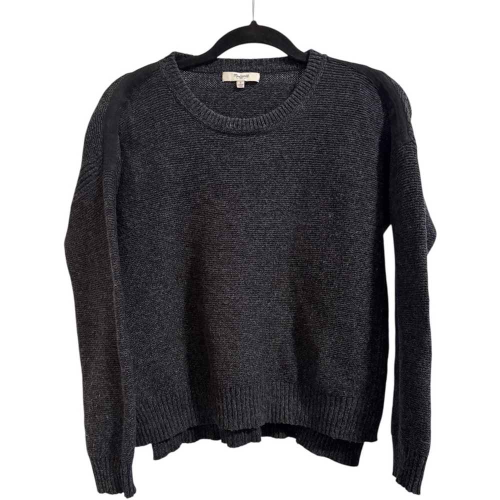 Madewell Knit Sweater with Suede Shoulder Detail (Size S)
